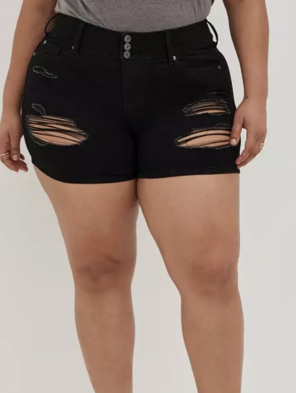 Torrid Black Distressed High-Rise Jean Shorts 18